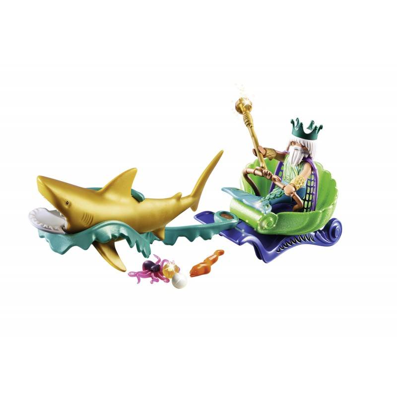 Playmobil Magic King Of The Sea With Shark Carriage 
